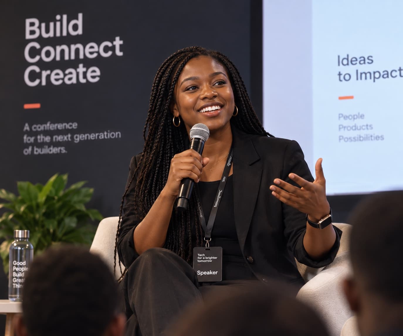 A speaker sharing ideas at a conference
